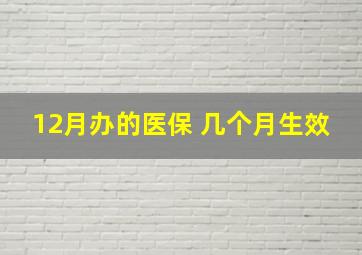 12月办的医保 几个月生效